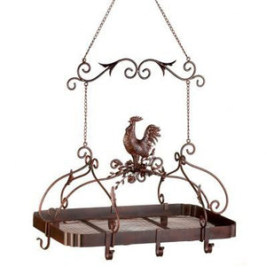 Iron Country Rooster Kitchen Pot Rack 10012657