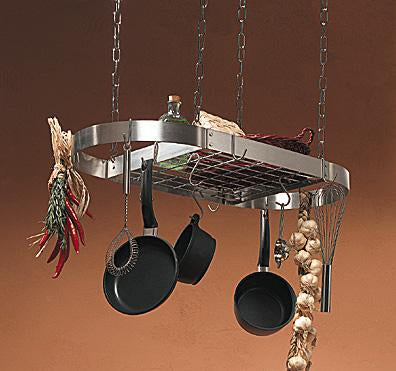 Rogar Stainless Steel Oval Pot Rack with Grid